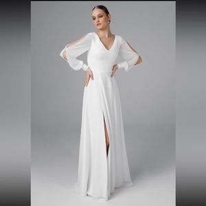 Chiffon Long Sleeve Wedding Gown